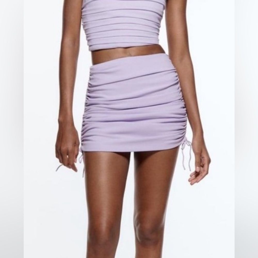 Zara Lilac Ruched Mini Skirt S